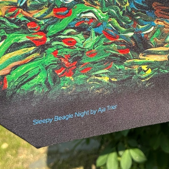 Sleepy Beagle Night Artisan Canvas Tote NWT - Picture 3 of 4